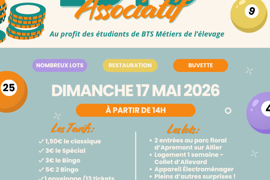 Loto solidaire pour les étudiants BTS Métiers de l'Élevage de Challuy